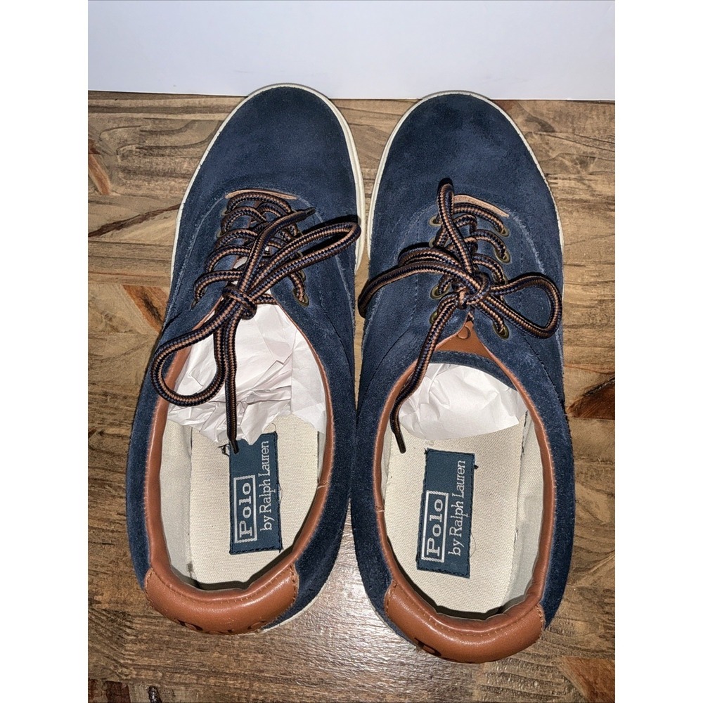 Polo Ralph Lauren Vaughn Navy Blue Suede Fashion Sneakers Men's Size 12D - Picture 7 of 10